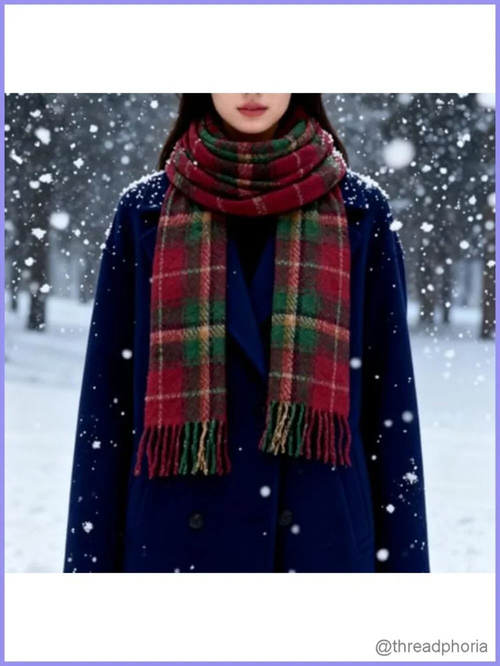 Cashmere-Like Plaid Winter Scarf Shawl Wrap Warm Cozy Long Fringe